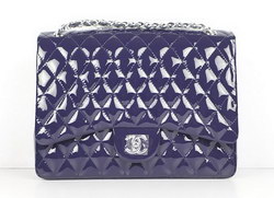 AAA Chanel Classic Flap Bag 1116 Quilted Navy-Blue Patent with Silver Fake
